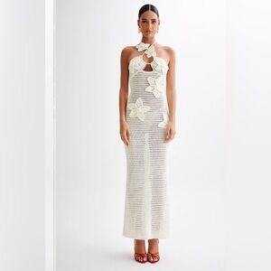 KYLA floral Crochet Maxi Dress- Ivory